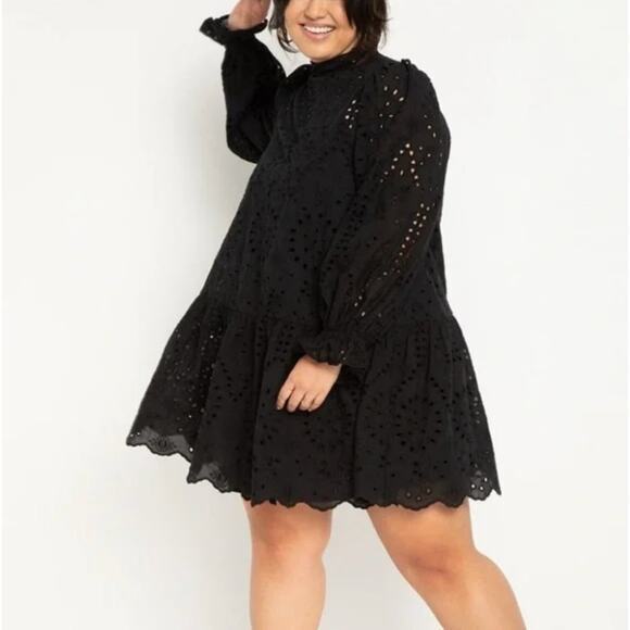 Eloquii Easy‎ Eyelet Dress in black plus size 16 - Picture 1 of 15